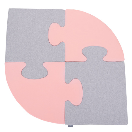 KM-PZLV-KW5 KiddyMoon Puzzles aus Schaumstoff Puzzlespiel Set Spielmatte für Kinder, Rosa/ Hellgrau