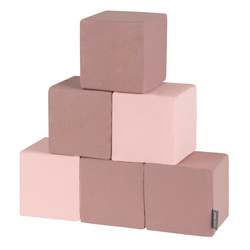 KiddyMoon Schaumstoff Würfel für Baby Weiche Blöcke Schaum Spielzeug Montessori-Spielzeug mit Schaum und viel Spaß für Kinder, Hergestellt in der EU, Blöcke: erikafarben-pink, 6 Stücke