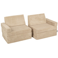 KiddyMoon Kindersofa aus Schaumstoff Spielsofa für Kinder Schlafsofa Kindersessel Sofa für Kinderzimmer Kindercouch Faltmatratze, beige, Kindersofa