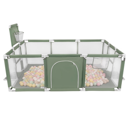Laufstall Baby Großer Spielplatz mit Bällen Laufgitter für Kinder, grün:pastellbeige/pastellgelb/weiß/minze/puderrosa, 200 Bälle