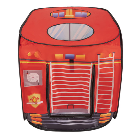 Feuerwehrauto Zelt Und Feuerwache Zelt Spielhaus Für Kinder Spielzelt Set Faltbar Pop Up Indoor Outdoor Rollenspiel Geschenk Für Jungen Mädchen Abenteuer PH-400X+PH-500X, rot:grau/gelb/rot, 200 Bälle