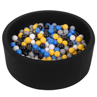 Bällebad Bällepool für Baby Kinder mit 200 bunten Bällen Rund, schwarz: schwarz/weiß/grau/blau/gelb, 90x30cm/200 Bälle