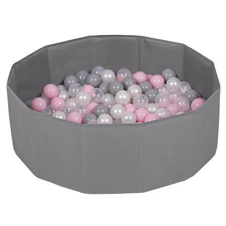Faltbare Bällebad mit Bälle für Kinder Spielbad, Grau, 100 Bälle