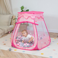 Baby Spielzelt Mit Plastikbällen Für Kinder Leicht und Kompakt ideal für Drinnen Und Draußen Fördert Sensorische Integration Schneller Aufbau, pink:perle-grau-transparent-puderrosa, 600 Bällen
