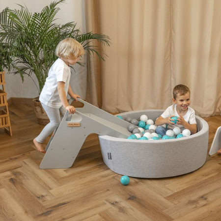 KiddyMoon Rutsche/Sitz aus Holz für Kinder Stabile Kleinkinderrutsche 2in1 Multifunktion Gleiten Holzspielzeug Montessori Baby Freistehende Rutsche, grau, Groß