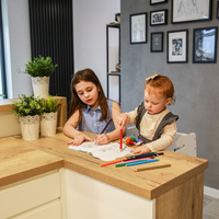 KiddyMoon Lernturm für Kinder ab 1 Jahr, Anti-Kipp-Schutz, 3-fach höhenverstellbar, Montessori Küchenhelfer ST-003, Natürlich, 91,5x39,3x49,4