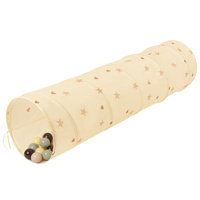 Pop-Up Tunnel Für Kinder Faltbarer Spieltunnel Flexibel Krabbeltunnel, hellbeige: pastellbeige/grüngrau/pastellgelb/braun