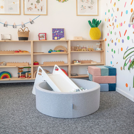 KiddyMoon Rutsche / Sitz 2in1 aus Holz für Kleinkinder, Freistehende Rutsche SC-002, weiß, Groß