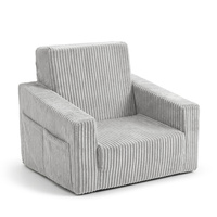 KiddyMoon Klappbarer Kindersessel aus Schaumstoff Kindersofa, hellgrau, UNI