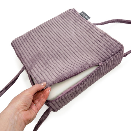 KiddyMoon Sitzerhöhung Stuhl Kind, Sitzkissen Kinderstuhl Mit Abnehmbarem Waschbarem Bezug, Sitzpolster Mit Bindebändern, violett, 33x33x10