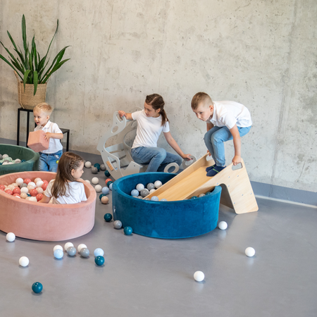 KiddyMoon Rutsche/Sitz aus Holz für Kinder Stabile Kleinkinderrutsche 2in1 Multifunktion Gleiten Holzspielzeug Montessori Baby Freistehende Rutsche, grau, Groß