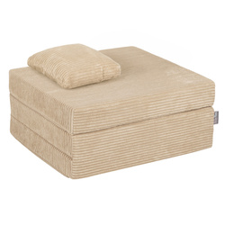 KiddyMoon Kinder Matratzen Aufklappen aus Schaumstoff Kindermatratze Kleinkindmatratze Kinderzimmer Faltmatratze, beige, Matratzen mit Kissen