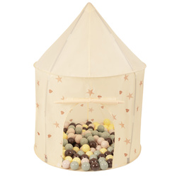 Kinderzelt Spielzelte in Pavillonform Für Kinder Leicht Aufzubauen Tragbar Spielhaus Perfekt Für Drinnen Und Draußen, hellbeige: pastellbeige/grüngrau/pastellgelb/braun, 100 Bälle