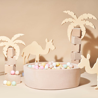 KiddyMoon Rund Bällebad Velvet ∅ 7Cm, Sandbeige: Pastellbeige/Pastellgelb/Weiß/Mint/Puderrosa, 90x30cm/200 Bälle