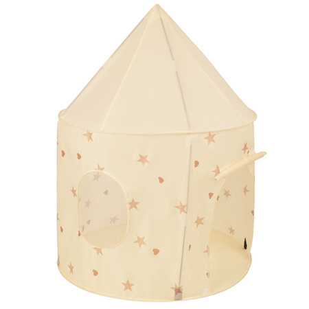 Kinderzelt Spielzelte in Pavillonform Für Kinder Leicht Aufzubauen Tragbar Spielhaus Perfekt Für Drinnen Und Draußen, hellbeige: pastellbeige/weiß/perle, 100 Bälle