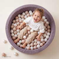 KiddyMoon Bällebad Für Kinder Aus Schaumstoff, 90 X 30 cm, Weicher Rippbezug, Abnehmbarer Bezug, Weiches Und Sicheres Spielzeug, Waschbar, Violett: Pastellbeige/Kupfer/Perle/Lachs, 90x30cm/100 Bälle