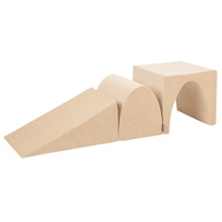 KiddyMoon Spielplatz VELVET aus Schaumstoff 3-teiliges Set Zwickel L/Hügel/Tunnel, sandbeige, Multi-Größe