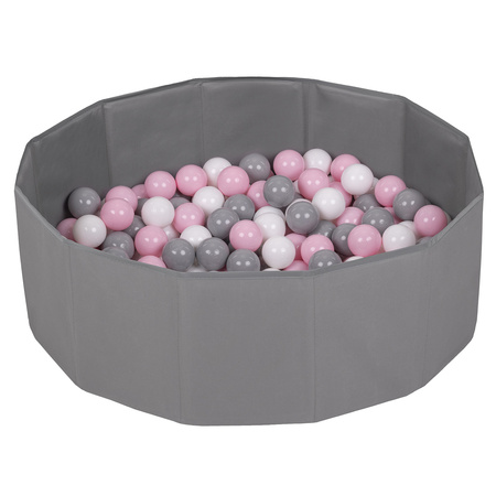 Faltbare Bällebad mit Bälle für Kinder Spielbad, Grau, 200 Bälle