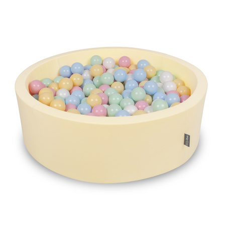 KiddyMoon Bällebad Bällepool mit bunten Bällen ∅ 7Cm für Babys Kinder Rund, Gelb, 90 x 30 cm 200 Bälle