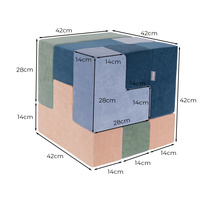 KiddyMoon Schaumstoff Würfel für Baby Weiche Velours Blöcke Schaum Spielzeug Montessori-Spielzeug mit Schaum und viel Spaß für Kinder, Hergestellt in der EU, Lagunetürkis-Waldgrün-Wüstenrosa-Eisblau, 9 Stücke