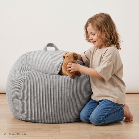 KiddyMoon Kindersitzsack Organizer Polyester mit Reißverschluss Sitzfunktio, hellgrau, Sack