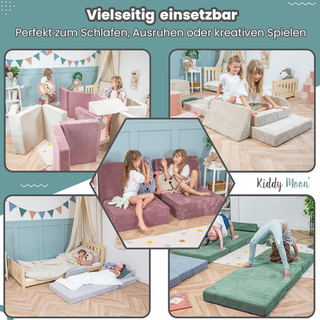 KiddyMoon Kinder Matratzen Aufklappen aus Schaumstoff Kindermatratze Kleinkindmatratze Kinderzimmer Faltmatratze, dunkelgrau, Matratzen mit Kissen