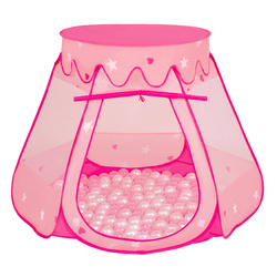 Baby Spielzelt Mit Plastikbällen Für Kinder Leicht und Kompakt ideal für Drinnen Und Draußen Fördert Sensorische Integration Schneller Aufbau, pink:perle-transparent, 100 Stück