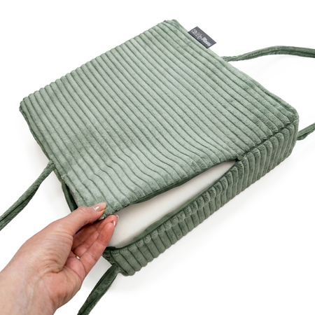 KiddyMoon Sitzerhöhung Für Kinder, Sitzkissen Für Kinderstuhl Mit 10 Cm Höhe, Waschbarem Bezug Und Bindebändern, grün, 33x33x10
