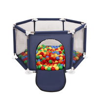 Sechseckiger Laufstall mit Bällen Laufgitter für Kinder, Blau:gelb/grün/blau/rot/orange, 100 Bälle