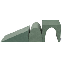 KiddyMoon Spielplatz VELVET aus Schaumstoff 3-teiliges Set Zwickel L/Hügel/Tunnel, waldgrün, Multi-Größe