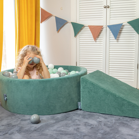 KiddyMoon Spielplatz Velvet Aus Schaumstoff Für Babys Hindernisläufen, Hergestellt In Der EU, waldgrün, Multi-Größe