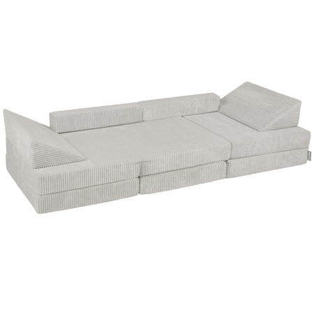 KiddyMoon Kindersofa aus Schaumstoff, Spielsofa für Kinder, Kindersessel, Sofa fürs Kinderzimmer, Kindercouch, Faltmatratze, hellgrau, Kindersofa
