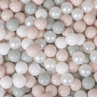 KiddyMoon Kinder Bälle für Bällebad Baby Spielbälle Plastikbälle ∅7cm Made in EU, weiß/perle/pastellbeige/grüngrau, 50 Bälle/7cm