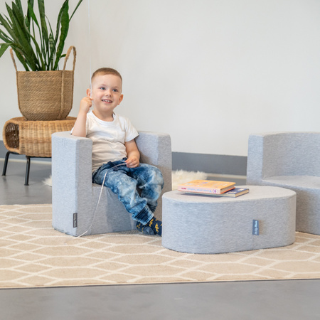 KiddyMoon Schaumstoff Kindersitz Montessori-Spielzeug Schaum spielzeug Weiche Kindermöbel und viel Spaß für Kinder Babys Sessel, Hergestellt in der EU, Hellgrau, Sessel