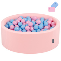 KiddyMoon Bällebad Bällepool mit bunten Bällen ∅ 7Cm für Babys Kinder Rund, Bubblegum:puderrosa/babyblau, 90 x 30 cm 300 Bälle