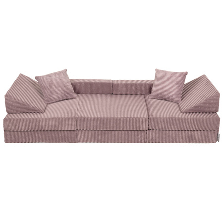 KiddyMoon Kindersofa aus Schaumstoff Spielsofa für Kinder Schlafsofa Kindersessel Sofa für Kinderzimmer Kindercouch Faltmatratze, violett, Kindersofa mit 2 Kissen