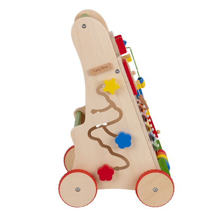 KiddyMoon Lauflernwagen aus Holz für Kinder Lauflernhilfe Spaß Babys, Laufen Lernen, Multifunktion Holzspielzeug für Kleinekinder Montessori-Spielzeug,, Mehrfarbig, Standard