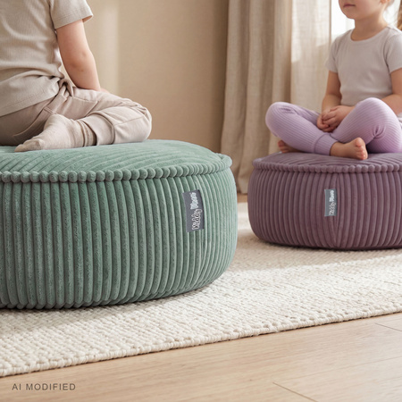 KiddyMoon Kinderpouf aus Schaumstoff mit abnehmbarem Bezug, violett, L