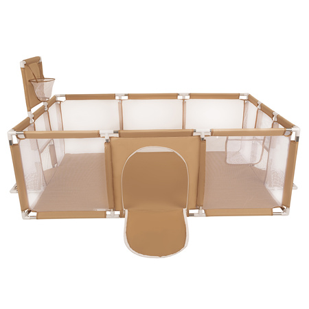 Laufstall Baby Großer Spielplatz mit Bällen Laufgitter für Kinder, beige:dunkeltürkis/pastellbeige/perle, 100 Bällen