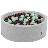 KiddyMoon Bällebad Bällepool mit bunten Bällen ∅ 7Cm  für Babys Kinder Rund, Hellgrau, 90 x 30 cm 300 Bälle