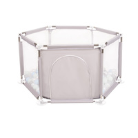 Sechseckiger Laufstall mit Bällen Laufgitter für Kinder, Grau:perle/grau/transparent/babyblau/minze, 900 Bälle