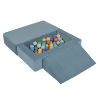 KiddyMoon Kindersofa Modular mit Weichem Zwickel und Bällen Für Kinderzimmer Bequem Vielseitig Gerippter Stoff Abnehmbarer Bezug Perfekt zum Spielen und Entspannen, blau: hellgrün/orange/türkis/blau/babyblau/gelb, Sofa/Zwickel + 100 Bälle
