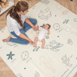 KiddyMoon Babymatte Zweiseitige Krabbelmatte Schaumstoffmatte Für Kinder Kindermatte Kindgerechte Muster Spielplatz Entwicklung Sicherer Und Bequemer Ideal Für Drinnen Und Draußen, Braun-Meer, 180x200x1,5cm