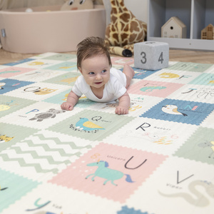 KiddyMoon Babymatte Zweiseitige Krabbelmatte Schaumstoffmatte Für Kinder Kindermatte Kindgerechte Muster Spielplatz Entwicklung Sicherer Und Bequemer Ideal Für Drinnen Und Draußen, Braun-Elefant, 180x200x1cm
