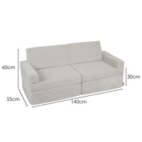 KiddyMoon Kindersofa aus Schaumstoff Spielsofa für Kinder Schlafsofa Kindersessel Sofa für Kinderzimmer Kindercouch Faltmatratze, hellgrau, 140x55x30 cm