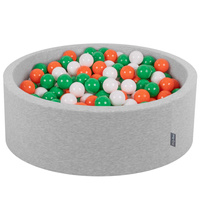 KiddyMoon Bällebad Bällepool mit bunten Bällen ∅ 7Cm  für Babys Kinder Rund, Hellgrau, 90 x 30 cm 300 Bälle