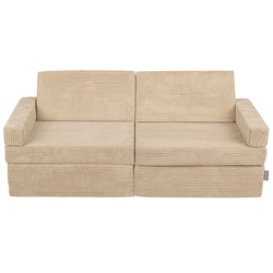 KiddyMoon Kindersofa aus Schaumstoff Spielsofa für Kinder Schlafsofa Kindersessel Sofa für Kinderzimmer Kindercouch Faltmatratze, beige, 140x55x30 cm