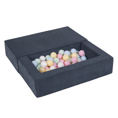 KiddyMoon Kindersofa und Bällen Für Kinder Weiches Schaumstoff-Sofa Leich Modulares Sofa Vielseitig Abnehmbarer Bezug Perfekt für Spiel Lernen und Entspannung, dunkelblau: pastellblau/pastellgelb/weiß/minze/puderrosa, Sofa + 100 Bälle