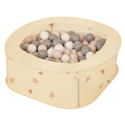 NK-200X Faltbarer Laufstall Bällepool für Kinder mit Bälle Pop-Up Laufgitter, hellbeige:pastellbeige/weiß/grau, 100 Bälle