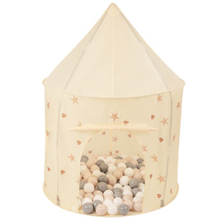 Kinderzelt Spielzelte in Pavillonform Für Kinder Leicht Aufzubauen Tragbar Spielhaus Perfekt Für Drinnen Und Draußen, hellbeige: pastellbeige/grau/weiß, 100 Bälle